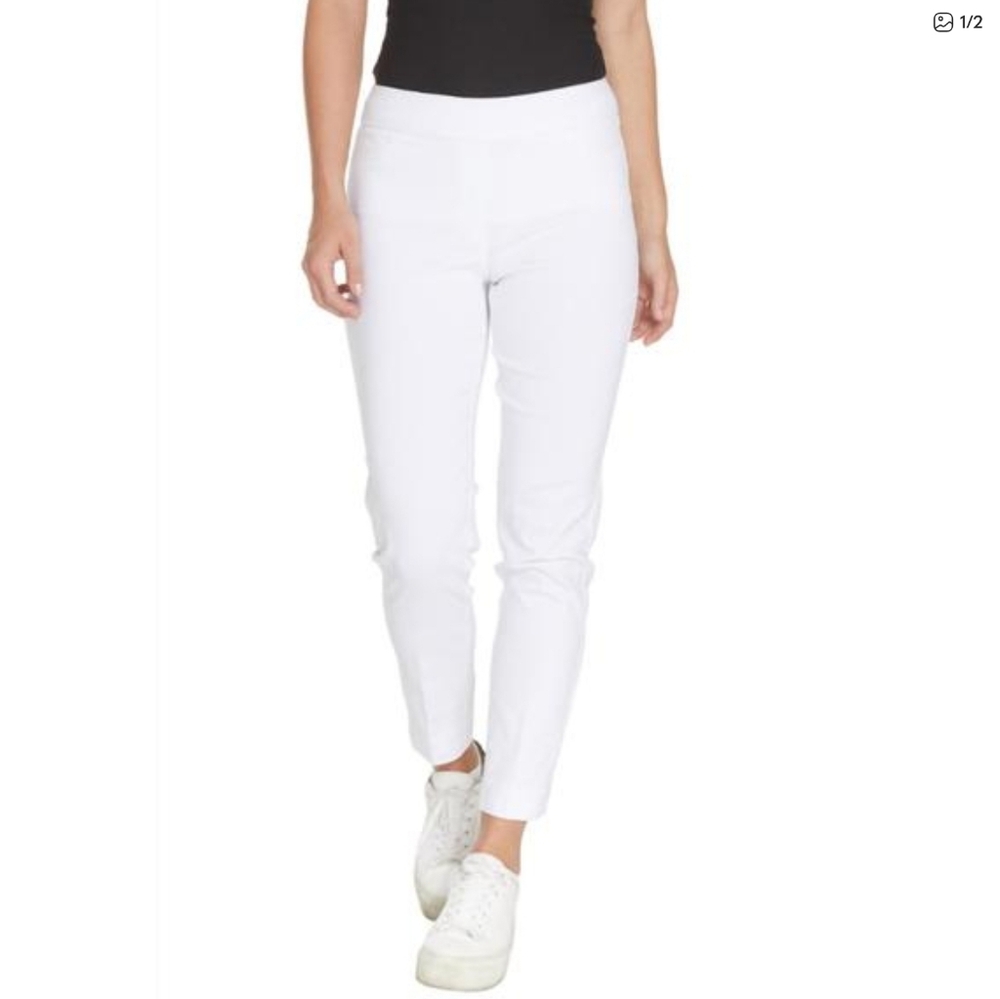 SLIMSATION by Multiples Ankle Pull-On Pants White Size M NWT